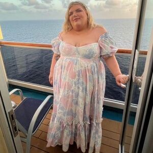 Blue & Pink Watercolor SELKIE Ritz Gown, 4X